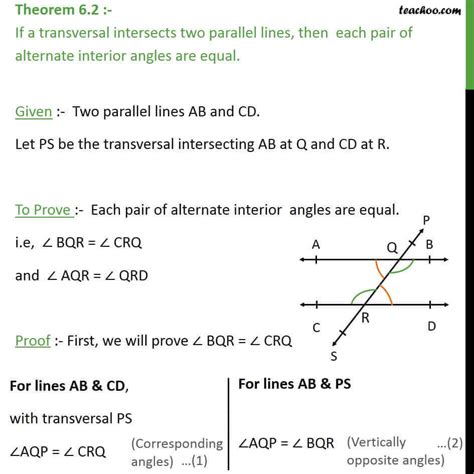 Theorem 6.2 - Class 9 - Alternate interior angles are equal