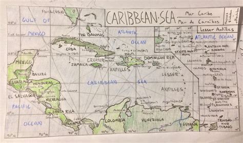 My hand-drawn map of the Caribbean Sea : mapmaking