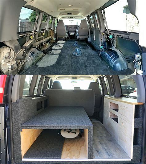 Van conversion in a chevy express | Chevy express, Van camping, Build a ...