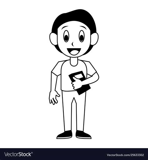 Boy Student Clipart Black And White