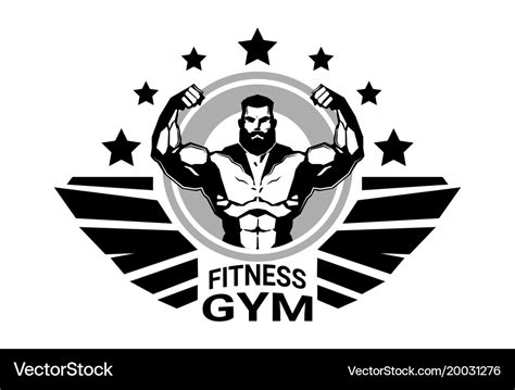 Fitness club or gym logo with strong athletic man Vector Image