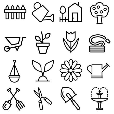 Garden icon vector set. farm illustration sign collection. vegetable ...