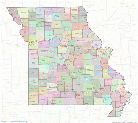 Missouri County Map – medium image – shown on Google Maps