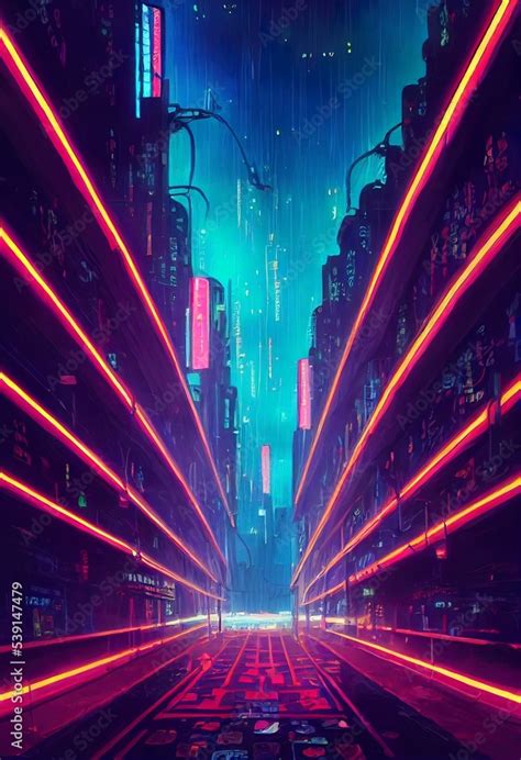 Cyberpunk neon city night. Futuristic city scene. Backdrop. Wallpaper ...