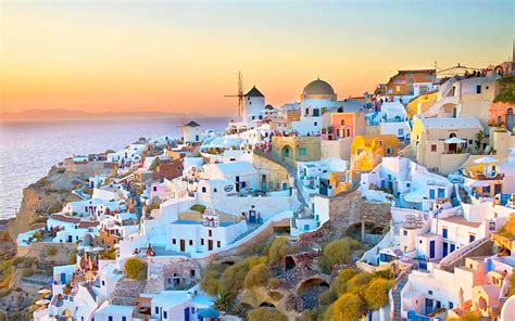 HD wallpaper: Oia Village On Santorini Island In Greece Sunset ...