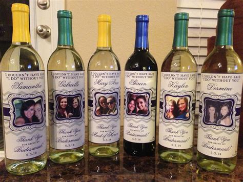 Wine Labels Personalized Bridesmaid Wine Labels Chevron