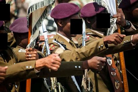 South African Special Forces Brigade with ceremonial bayonets on their ...