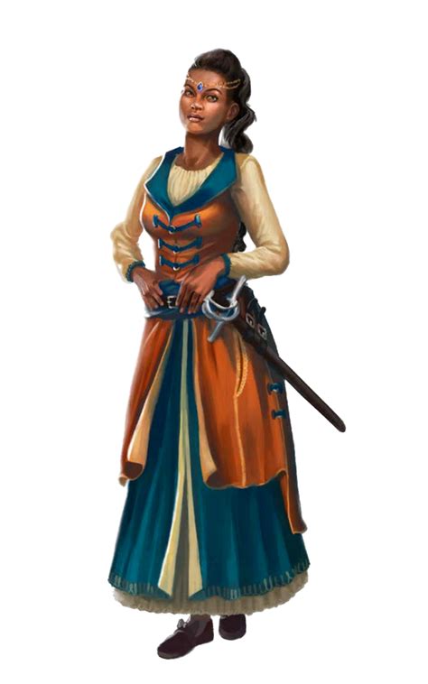 Female Bard in plain dress - Pathfinder PFRPG DND D&D 3.5 5E 5th ed d20 ...