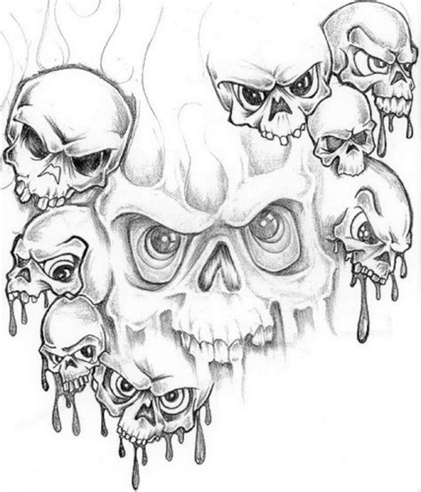 Wicked Skull Tattoo Drawings