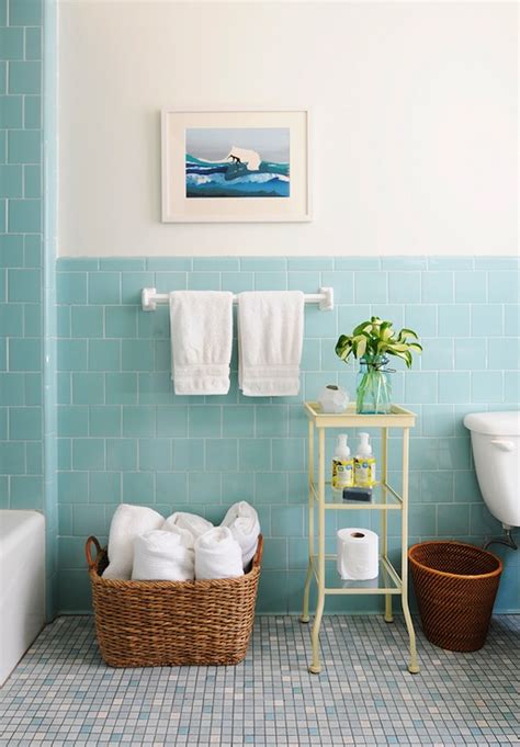 Blue Subway Tile - Vintage - bathroom - Rue Magazine