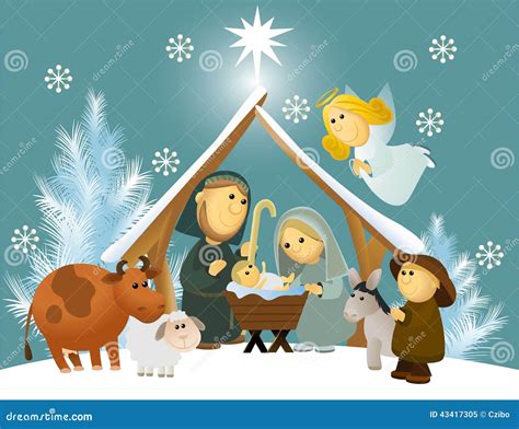 Cartoon Nativity Scene With Holy Family | CartoonDealer.com #43417305