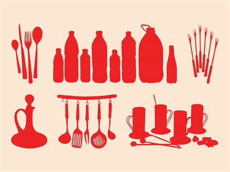 Kitchenware Silhouettes Set Vector Art & Graphics | freevector.com