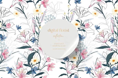 Floral Pattern, Floral Digital Paper Graphic by Digital Florist ...