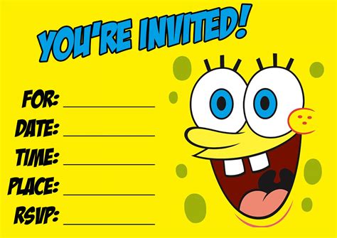 Printable Spongebob Invitations - Printable Word Searches