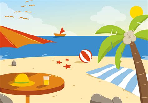 Summer Beach Vector Illustration - Download Free Vector Art, Stock ...