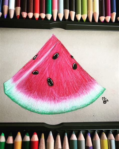 Watermelon Color Pencil Drawing