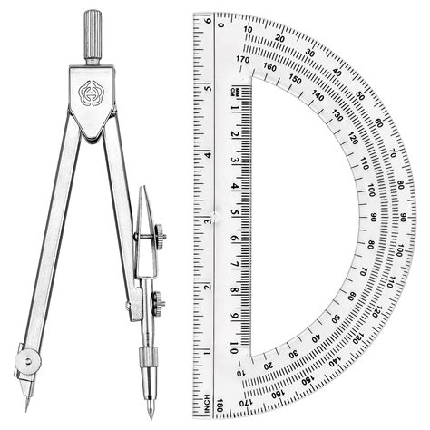 Buy Student Geometry Math Set Drawing Compass and 6 Inch Plastic Clear ...