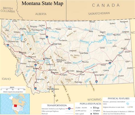 ♥ Montana State Map - A large detailed map of Montana State USA