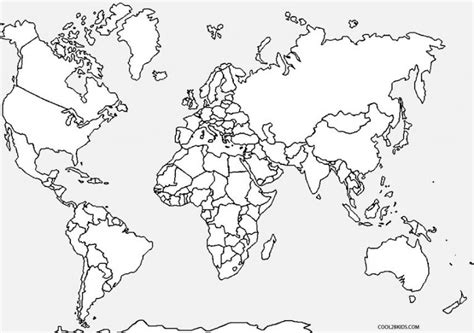 Dibujo De Mapa Del Mundo Para Colorear Páginas Para Imprimir Gratis ...