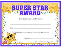 Printable Super Star Award Certificates Templates