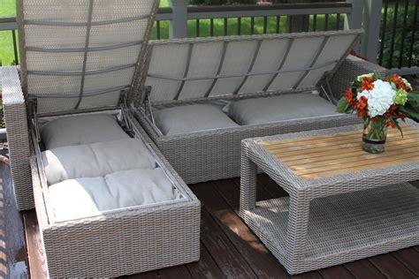 Outdoor Interiors Teak & Wicker Sectional with waterproof cushion and ...