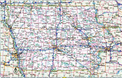 Map detail Iowa interstate highways I-29, I-35, I-80, I-380 road free - US