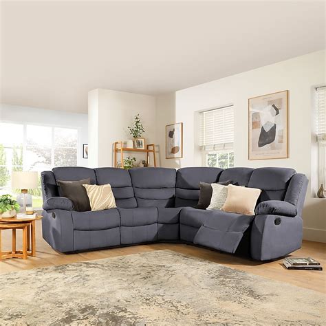 Sorrento Recliner Corner Sofa, Slate Grey Classic Plush Fabric Only £ ...