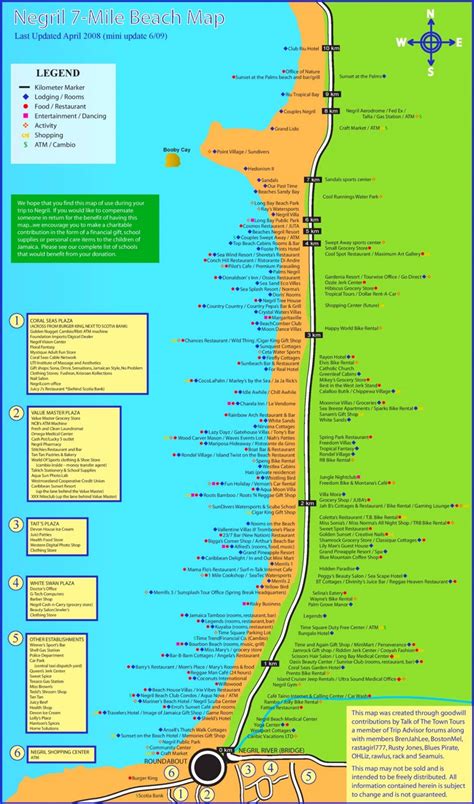 Negril hotels and sightseeings map