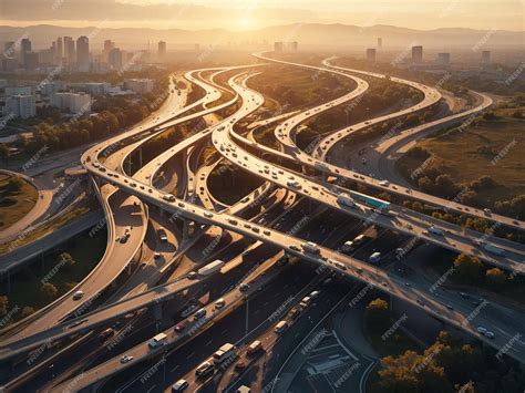 Premium AI Image | an aerial view of a highway intersection with ...