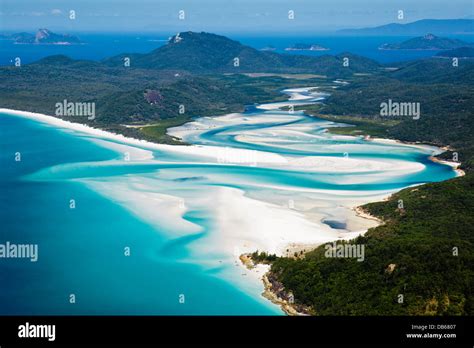 Aerial view of Hill Inlet and Whitehaven Beach. Whitsunday Island Stock ...