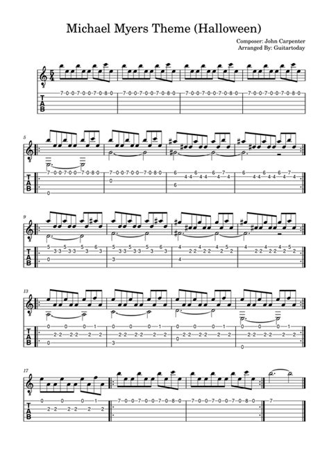 Michael Myers Theme - Halloween - FINGERSTYLE GUITAR