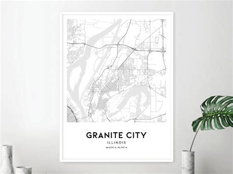 Granite City Map Print, Granite City Map Poster Wall Art, Il City Map ...