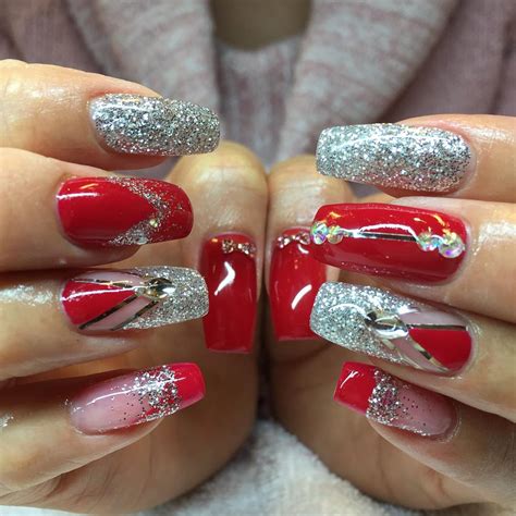 26+ Red and Silver Glitter Nail Art Designs , Ideas | Design Trends ...