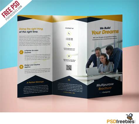 Professional Corporate Tri-Fold Brochure Free PSD Template ...