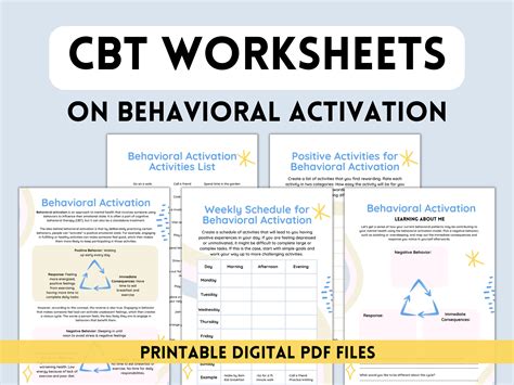 CBT Worksheets: Behavioral Activation Cognitive Behavioral - Etsy UK