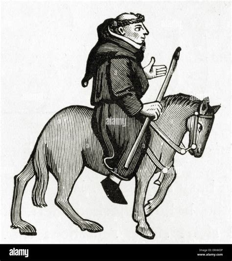 Geoffrey Chaucer ' s Canterbury Tales - The Friar on horseback. English ...