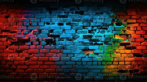 Broken Brick Wall Texture in Vibrant Colors. Generative AI 23381698 ...