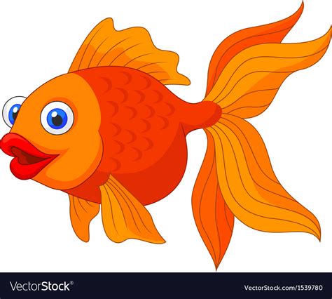 Cute golden fish cartoon Royalty Free Vector Image