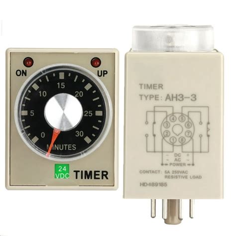 Kritne 24VDC 6/10/30/60 Minutes Power On Delay Timer Time Relay AH3-3 ...