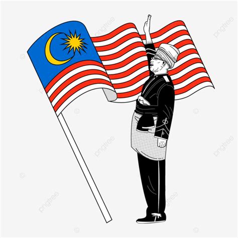 Tunku Abdul Rahman With Malaysia Flag Vector, Malaysia Independence Day ...