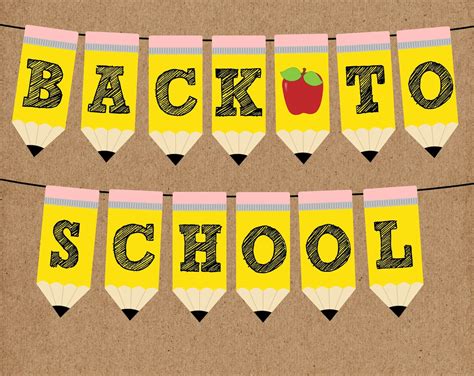 Back to School Pencil Banner. FULL ALPHABET, Instant Digital Download ...