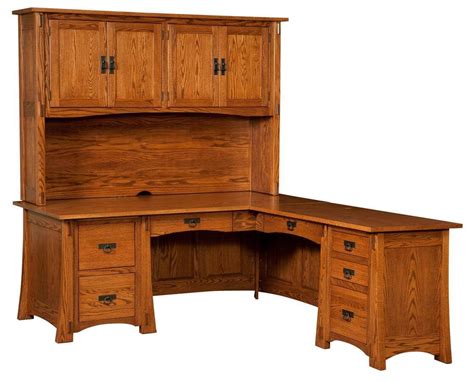 Palo Alto Solid Oak L-Shaped Desk - Countryside Amish Furniture