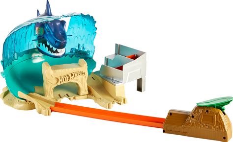 Hot Wheels City Shark Beach Battle Playset with 1 Toy Car in 1:64 Scale ...