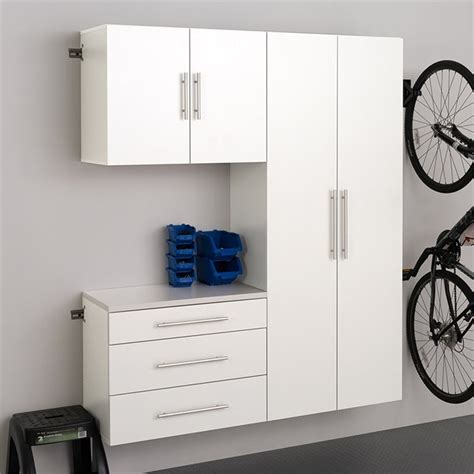 Prepac HangUps 3 Piece 60" Wall Mounted Garage Cabinet Set in White ...