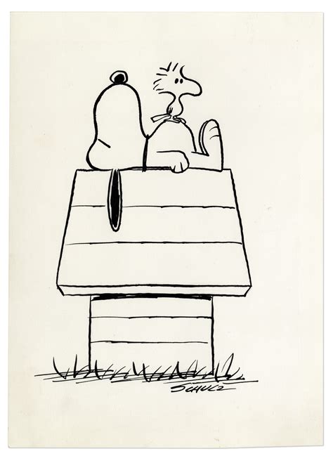 Lot Detail - Charles Schulz Drawing of Snoopy & Woodstock From ''Peanuts''