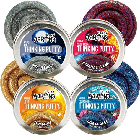 Crazy Aaron's Thinking Putty Color Shock & Holo Mini Tins (.47oz Each ...