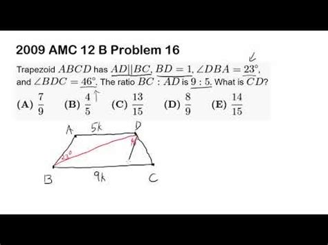 2009 AMC 12 B Problem 16 (Angle Bisector Theorem, Trapezoid) - YouTube