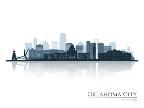 Oklahoma City Skyline Silhouette with Reflection. Stock Vector ...