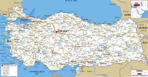 Large road map of Turkey with cities and airports | Turkey | Asia ...