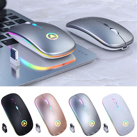 Mouse Wireless Mouse 2.4GHz USB Rechargeable Mouse with RGB Backlit for ...